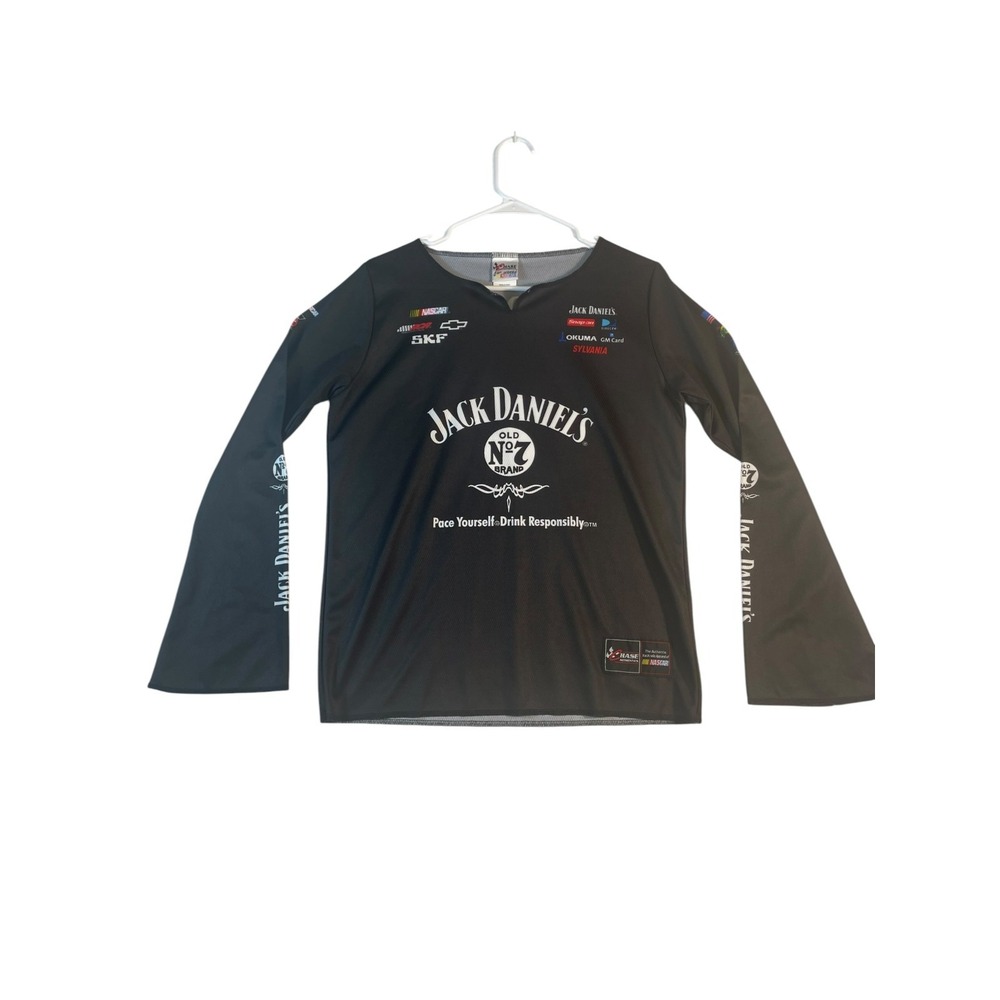 Chase Authentics Nascar Racing Jersey Womens Medium Black Graphic Jack Daniel's